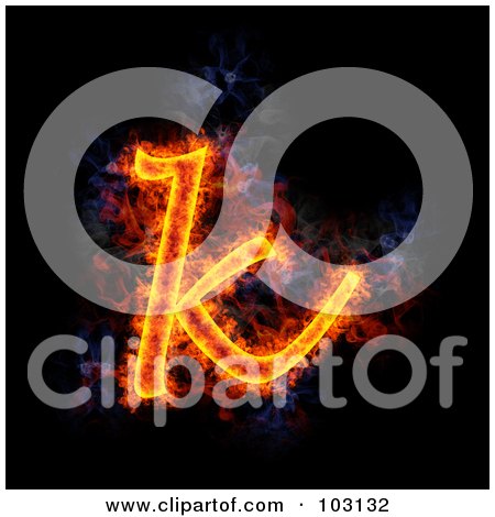 Royalty-Free (RF) Clipart Illustration of a Blazing Lowercase K Symbol by Michael Schmeling