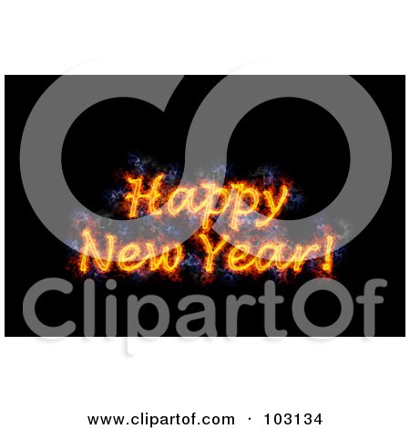 Royalty-Free (RF) Clipart Illustration of a Blazing Happy New Year Greeting by Michael Schmeling