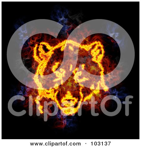 Royalty-Free (RF) Clipart Illustration of a Blazing Bear Face Symbol by Michael Schmeling