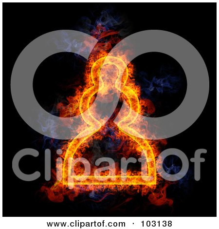 Royalty-Free (RF) Clipart Illustration of a Blazing Chess Pawn Symbol by Michael Schmeling