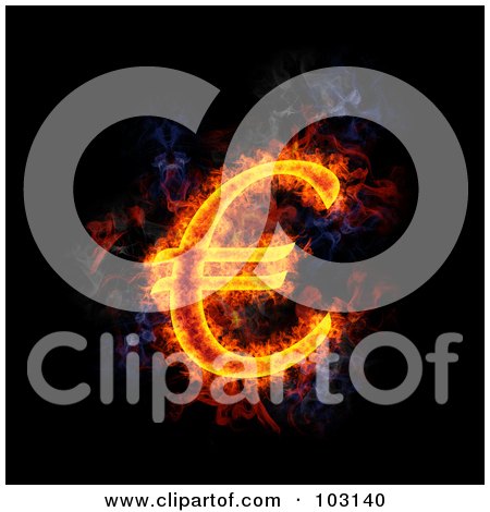 Royalty-Free (RF) Clipart Illustration of a Blazing Euro Symbol by Michael Schmeling