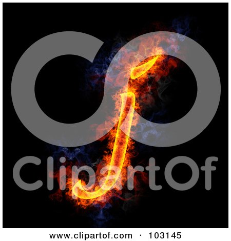 Royalty-Free (RF) Clipart Illustration of a Blazing Lowercase J Symbol by Michael Schmeling