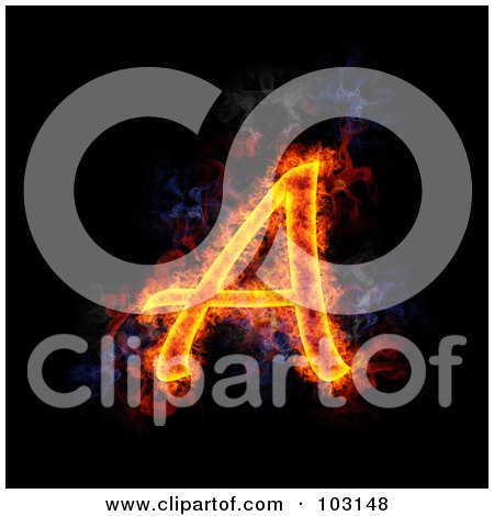Royalty-Free (RF) Clipart Illustration of a Blazing Capital A Symbol by Michael Schmeling