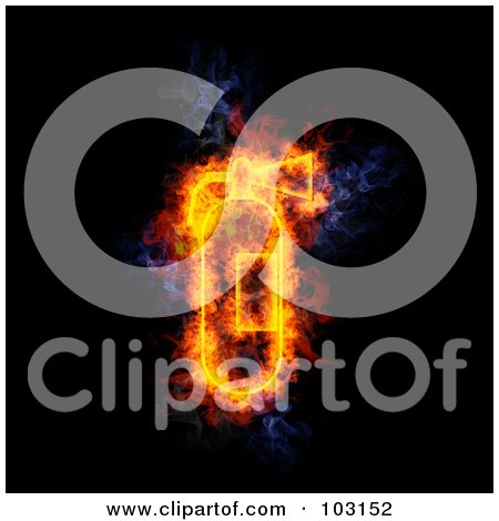 Royalty-Free (RF) Clipart Illustration of a Blazing Fire Extinguisher Symbol by Michael Schmeling
