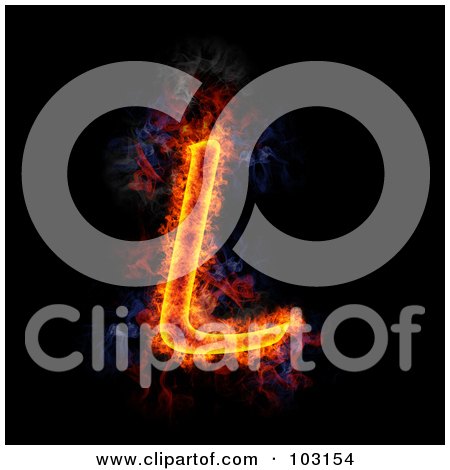 Royalty-Free (RF) Clipart Illustration of a Blazing Capital L Symbol by Michael Schmeling