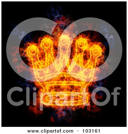 Royalty-Free (RF) Clipart Illustration of a Blazing Chess Queen Symbol by Michael Schmeling