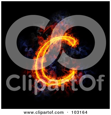 Royalty-Free (RF) Clipart Illustration of a Blazing Capital C Symbol by Michael Schmeling