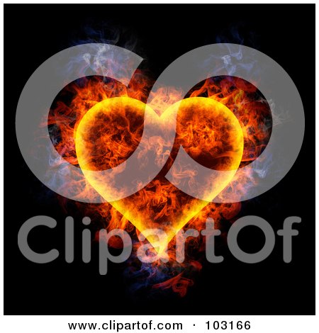 Royalty-Free (RF) Clipart Illustration of a Blazing Heart Symbol by Michael Schmeling