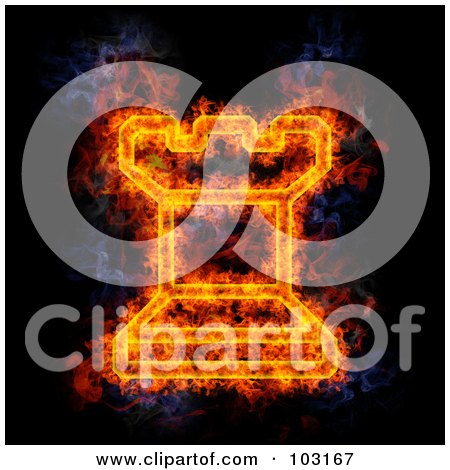 Royalty-Free (RF) Clipart Illustration of a Blazing Chess Rook Symbol by Michael Schmeling