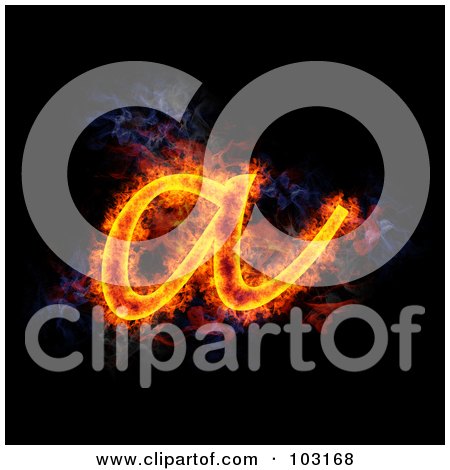 Royalty-Free (RF) Clipart Illustration of a Blazing Lowercase A Symbol by Michael Schmeling