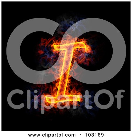 Royalty-Free (RF) Clipart Illustration of a Blazing Capital I Symbol by Michael Schmeling