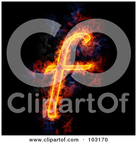 Royalty-Free (RF) Clipart Illustration of a Blazing Lowercase F Symbol by Michael Schmeling