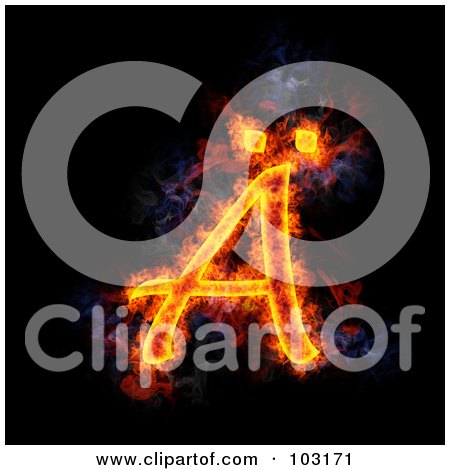 Royalty-Free (RF) Clipart Illustration of a Blazing Symbol - Capital A by Michael Schmeling