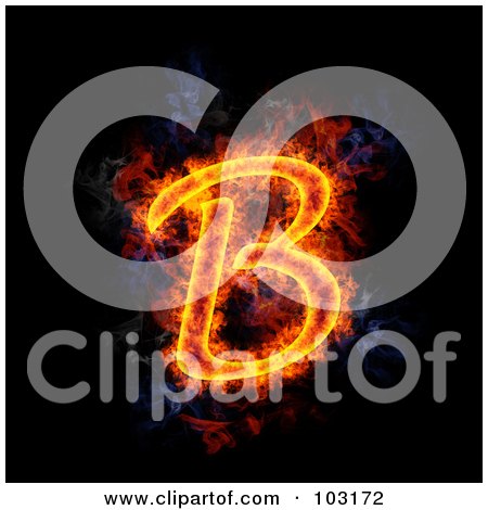 Royalty-Free (RF) Clipart Illustration of a Blazing Capital B Symbol by Michael Schmeling
