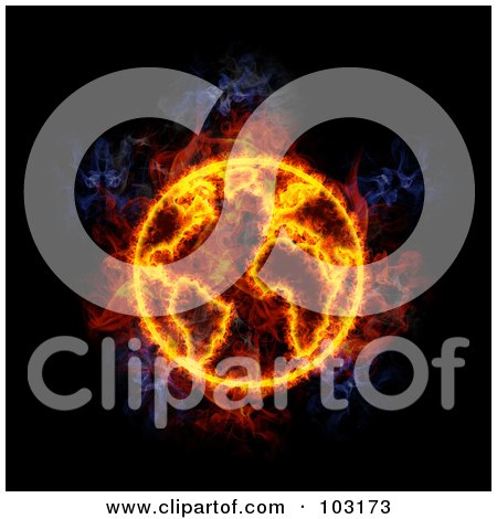 Royalty-Free (RF) Clipart Illustration of a Blazing Earth Symbol by Michael Schmeling