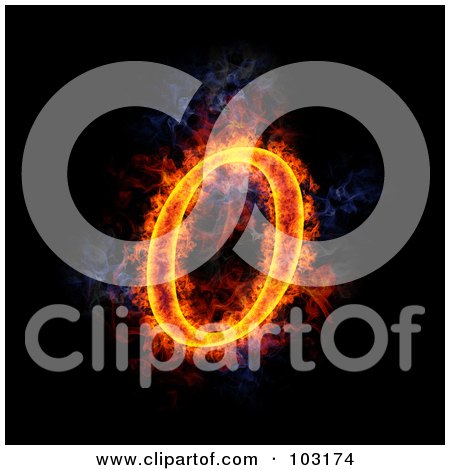 Royalty-Free (RF) Clipart Illustration of a Blazing Number 0 Symbol by Michael Schmeling