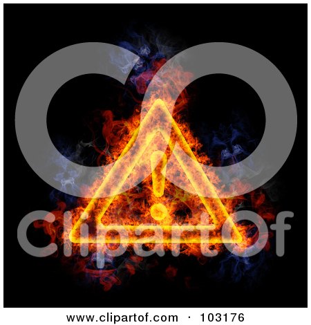 Royalty-Free (RF) Clipart Illustration of a Blazing Attention Sign Symbol by Michael Schmeling