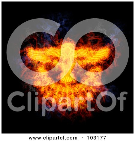Royalty-Free (RF) Clipart Illustration of a Blazing Holy Spirit Dove Symbol by Michael Schmeling