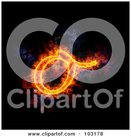 Royalty-Free (RF) Clipart Illustration of a Blazing Lowercase O Symbol by Michael Schmeling