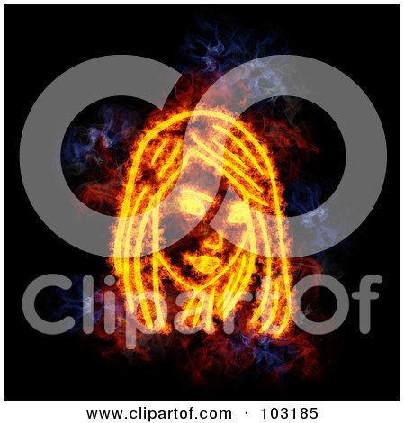 Royalty-Free (RF) Clipart Illustration of a Blazing Girl Symbol by Michael Schmeling