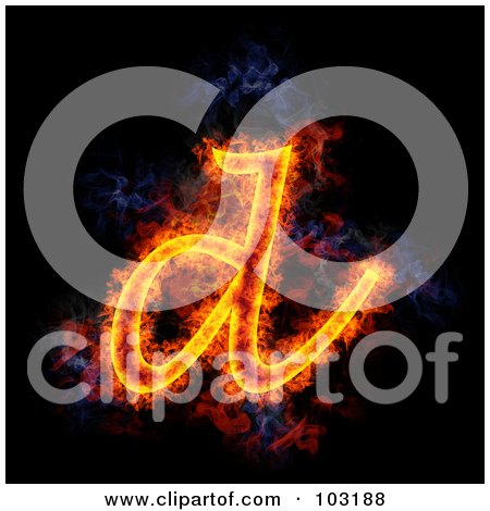 Royalty-Free (RF) Clipart Illustration of a Blazing Lowercase D Symbol by Michael Schmeling