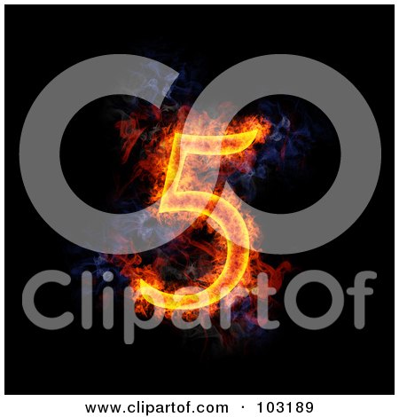 Royalty-Free (RF) Clipart Illustration of a Blazing Number 5 Symbol by Michael Schmeling