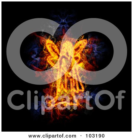 Royalty-Free (RF) Clipart Illustration of a Blazing Angel Symbol by Michael Schmeling