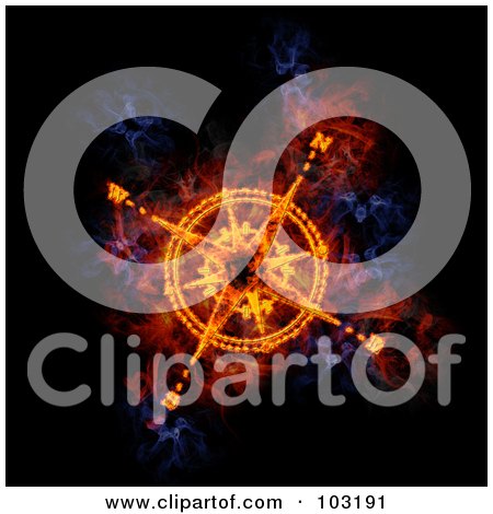 Royalty-Free (RF) Clipart Illustration of a Blazing Compass Symbol by Michael Schmeling