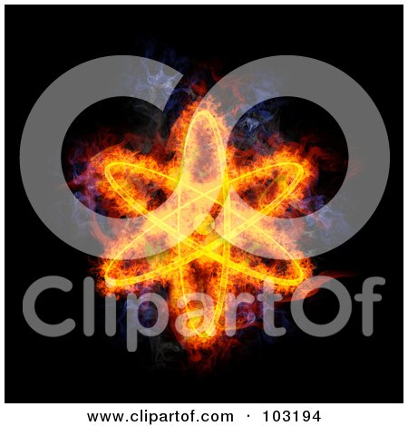 Royalty-Free (RF) Clipart Illustration of a Blazing Atom Symbol by Michael Schmeling