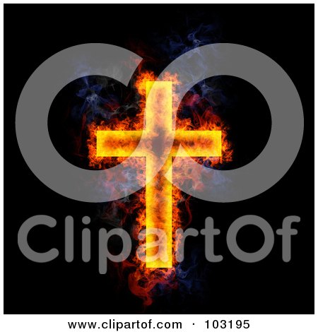 Royalty-Free (RF) Clipart Illustration of a Blazing Cross Symbol by Michael Schmeling