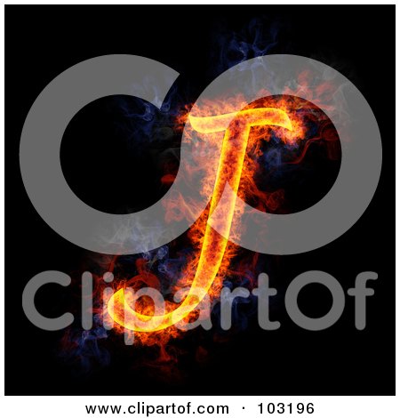 Royalty-Free (RF) Clipart Illustration of a Blazing Capital J Symbol by Michael Schmeling