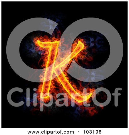 Royalty-Free (RF) Clipart Illustration of a Blazing Capital K Symbol by Michael Schmeling