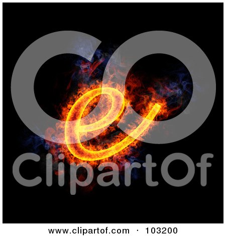 Royalty-Free (RF) Clipart Illustration of a Blazing Lowercase E Symbol by Michael Schmeling