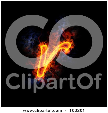 Royalty-Free (RF) Clipart Illustration of a Blazing Lowercase R Symbol by Michael Schmeling
