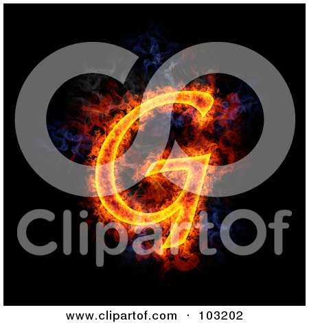 Royalty-Free (RF) Clipart Illustration of a Blazing Capital G Symbol by Michael Schmeling