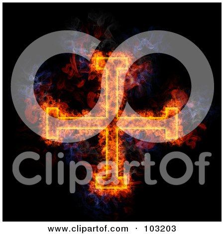 Royalty-Free (RF) Clipart Illustration of a Blazing Cross Potent Symbol by Michael Schmeling