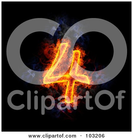 Royalty-Free (RF) Clipart Illustration of a Blazing Number 4Symbol by Michael Schmeling