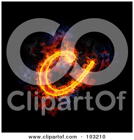 Royalty-Free (RF) Clipart Illustration of a Blazing Lowercase C Symbol by Michael Schmeling