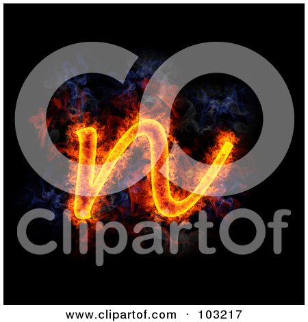 Royalty-Free (RF) Clipart Illustration of a Blazing Lowercase N Symbol by Michael Schmeling