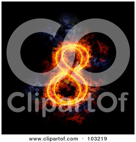 Royalty-Free (RF) Clipart Illustration of a Blazing Number 8 Symbol by Michael Schmeling