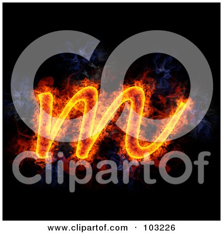 Royalty-Free (RF) Clipart Illustration of a Blazing Lowercase M Symbol by Michael Schmeling