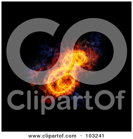 Royalty-Free (RF) Clipart Illustration of a Blazing Capital Italic E Symbol by Michael Schmeling