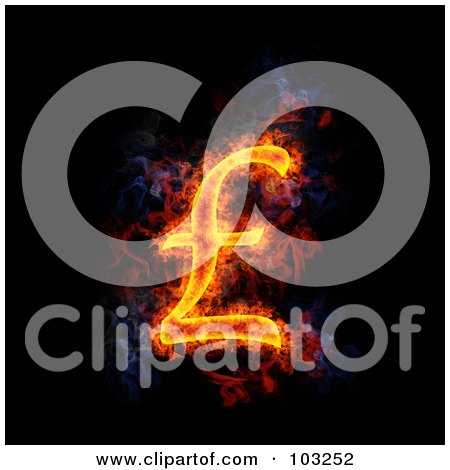 Royalty-Free (RF) Clipart Illustration of a Blazing Pound Currency Symbol by Michael Schmeling