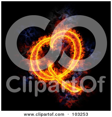Royalty-Free (RF) Clipart Illustration of a Blazing Capital Q Symbol by Michael Schmeling