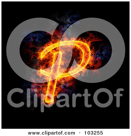 Royalty-Free (RF) Clipart Illustration of a Blazing Capital P Symbol by Michael Schmeling