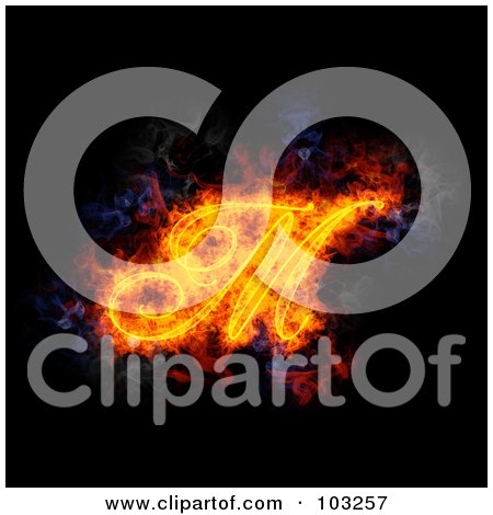 Royalty-Free (RF) Clipart Illustration of a Blazing Capital Italic M Symbol by Michael Schmeling