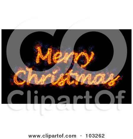 Royalty-Free (RF) Clipart Illustration of a Blazing Merry Christmas Greeting by Michael Schmeling