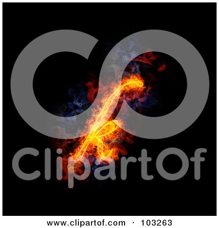 Royalty-Free (RF) Clipart Illustration of a Blazing Lowercase Italic K Symbol by Michael Schmeling