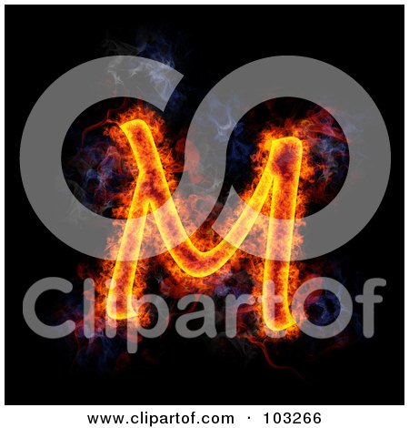 Royalty-Free (RF) Clipart Illustration of a Blazing Capital M Symbol by Michael Schmeling