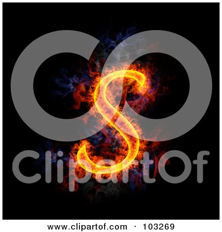 Royalty-Free (RF) Clipart Illustration of a Blazing Capital S Symbol by Michael Schmeling